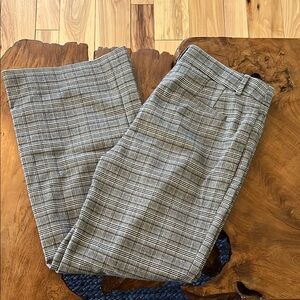 LOFT Black and White Plaid Wide Leg Pants